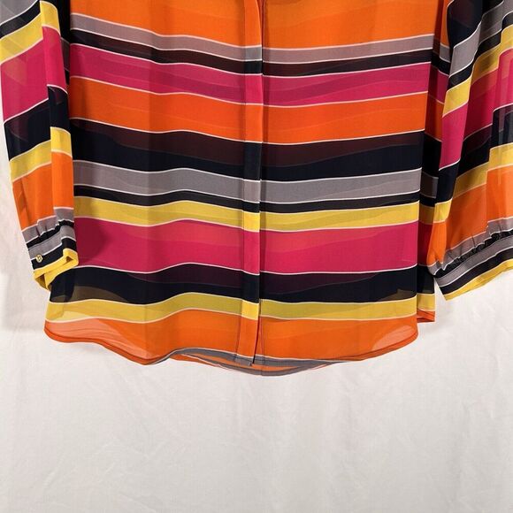 New Banana Republic Blouse Women's Medium Rainbow Short Sleeve Sheer Button Up - Picture 3 of 9